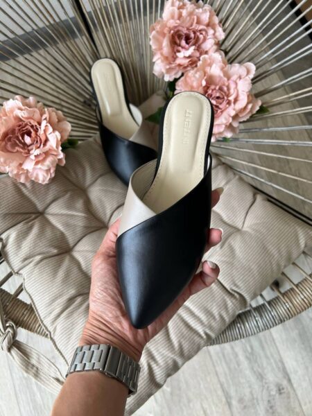 Шкіряні мюлі Two M107 (чорний+беж)