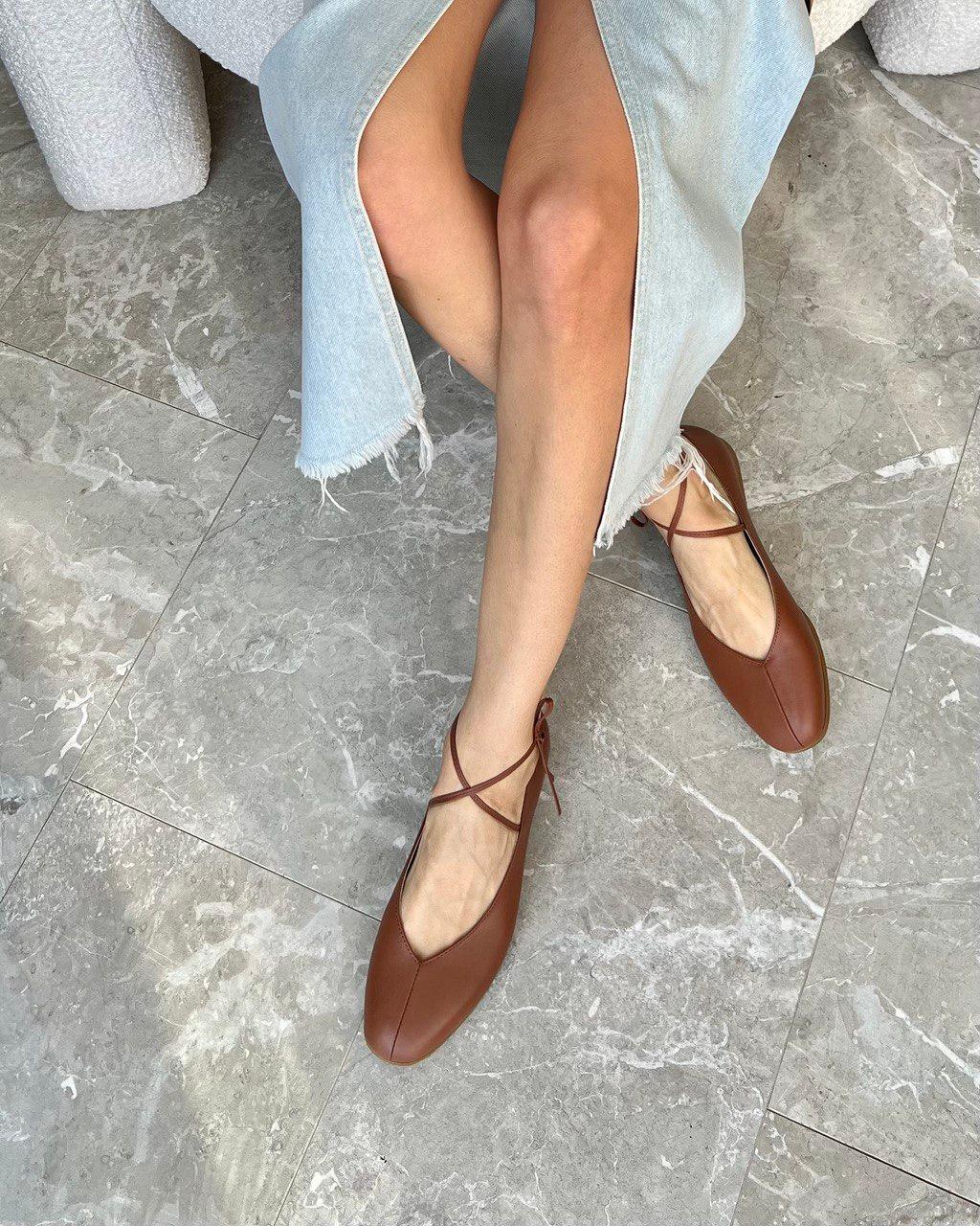 Шкіряні балетки Dolly BL004 (віскі)