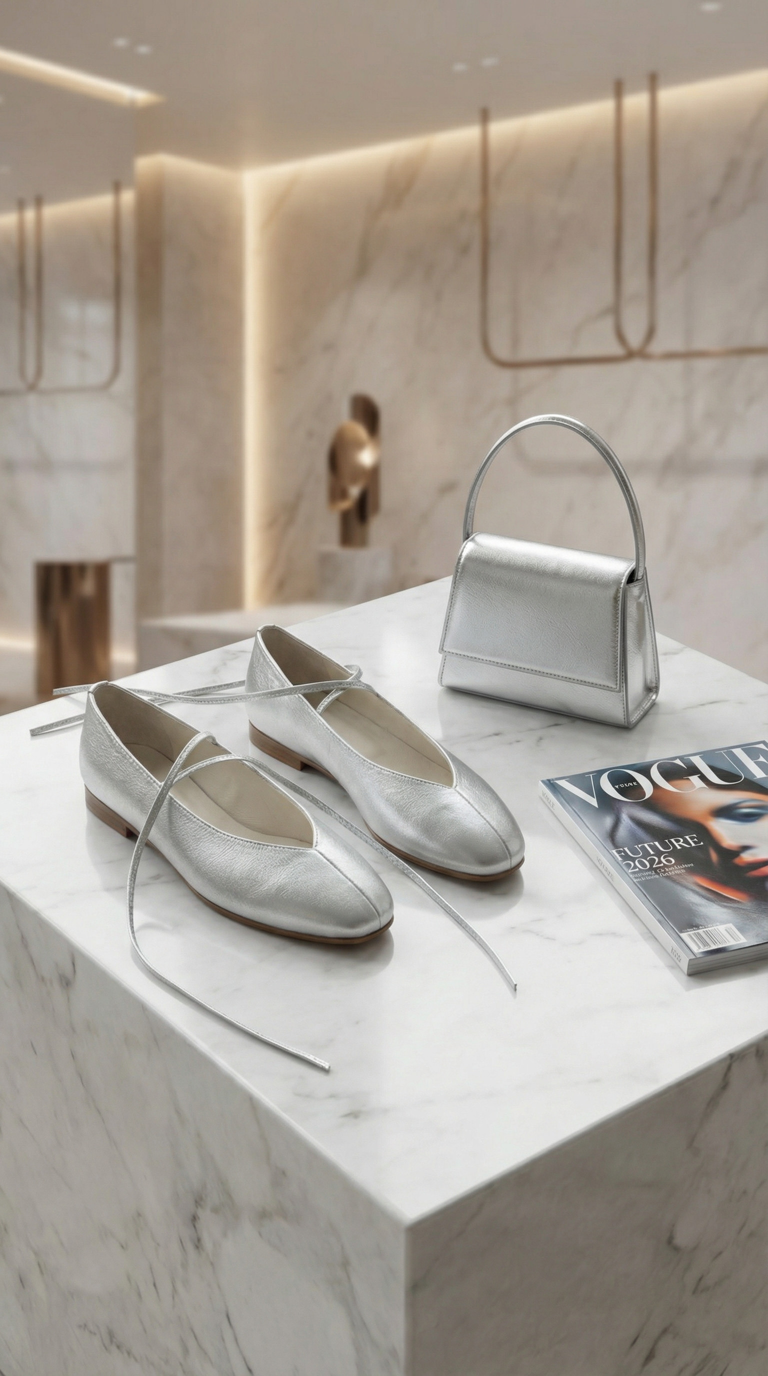 Шкіряні балетки Dolly BL004 (срібло)