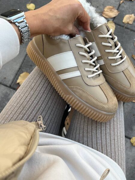 Шкіряні кеди на хутрі Chill K119W (кемел) 37 р.