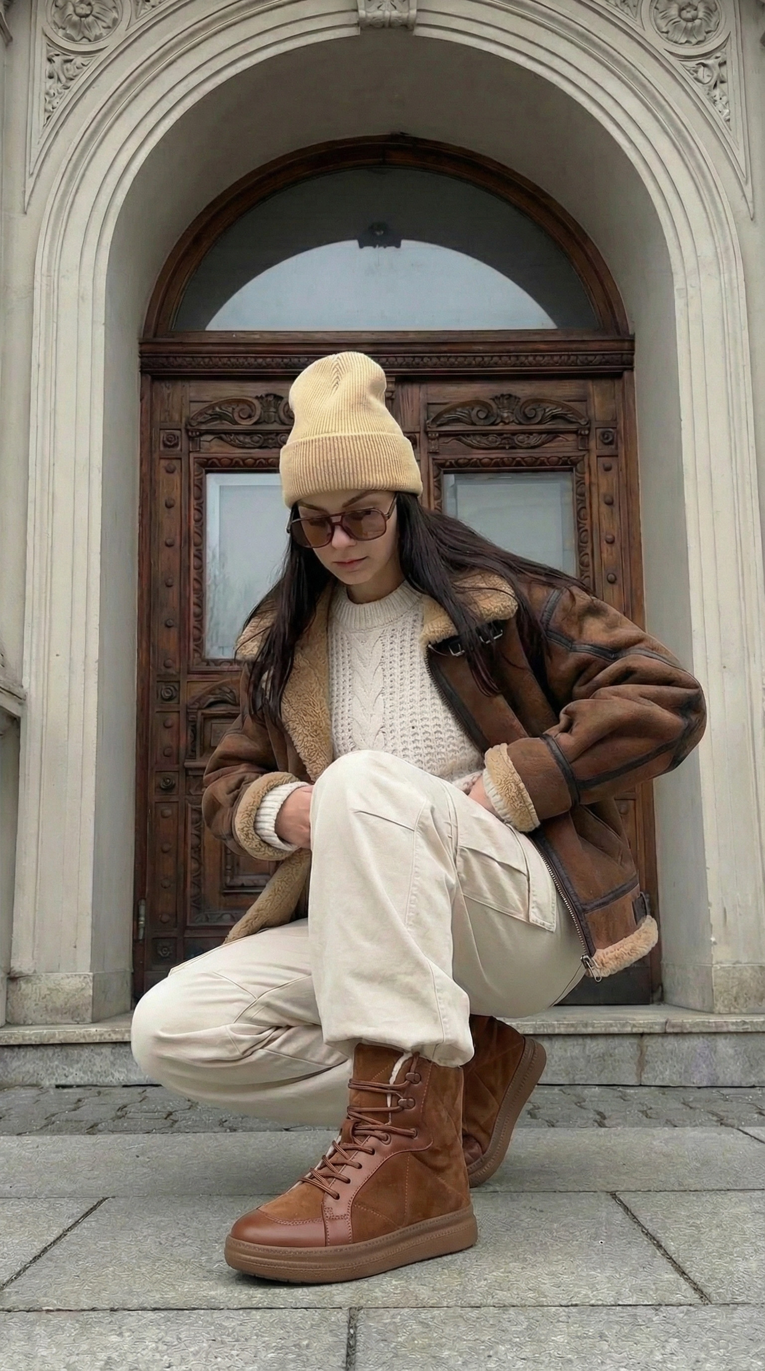 Зимові шкіряні кеди Hike K132W (карамель)