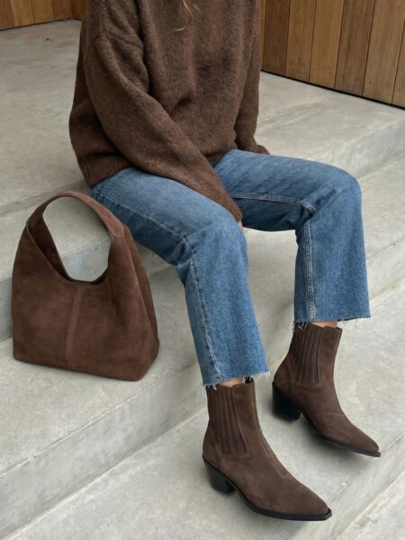 Замшеві високі ковбойки-челсі Milano BT147 (шоколад)