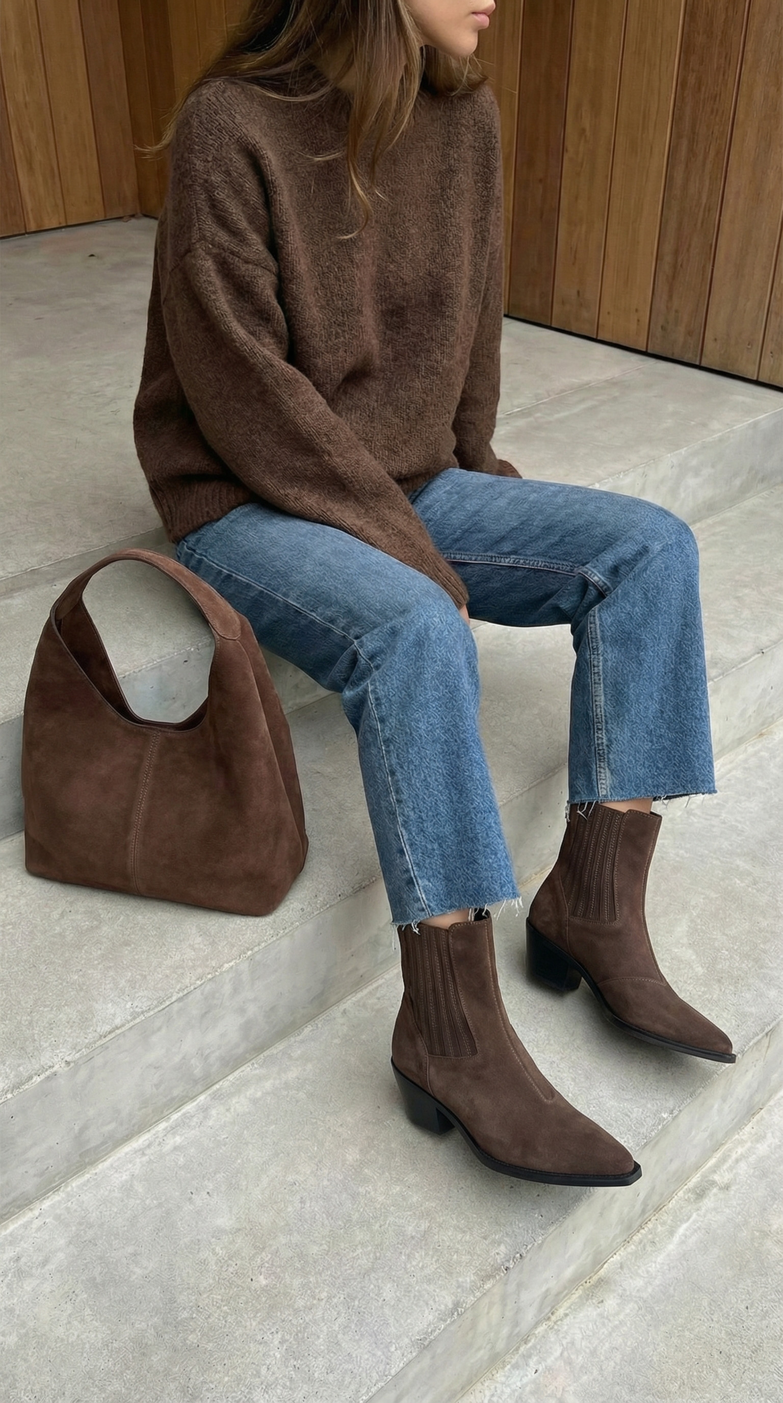 Замшеві високі ковбойки-челсі Milano BT147 (шоколад)