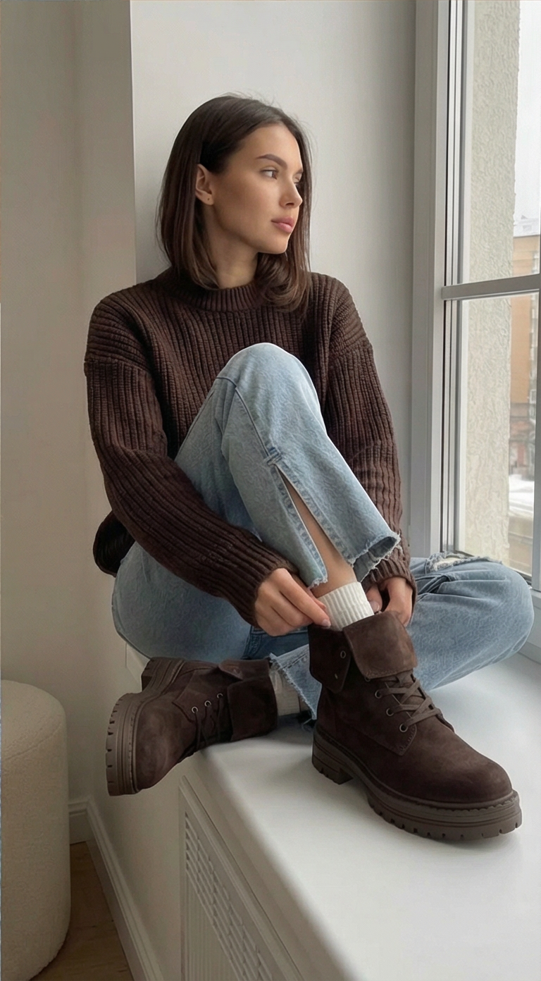 Замшеві черевики Rihanna BT155 (шоколад)