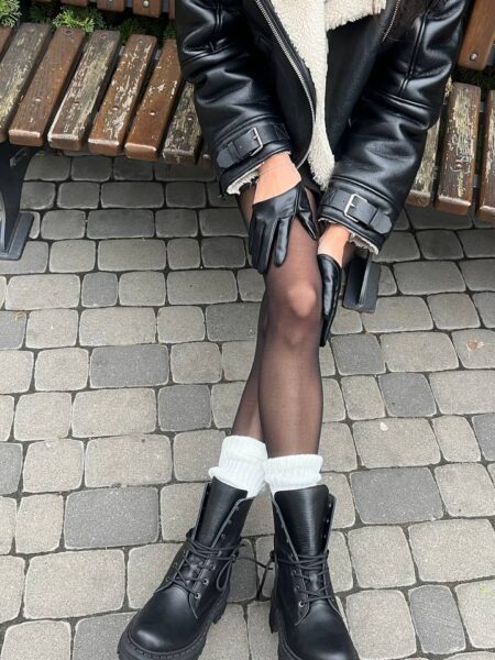 Шкіряні черевики Rihanna BT155 (чорний)