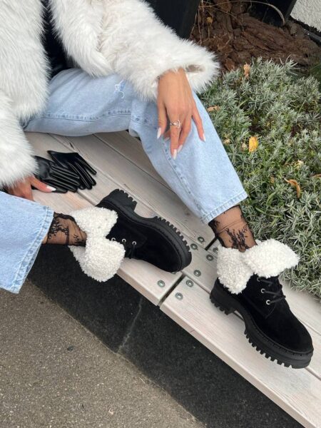 Зимові замшеві черевики Rihanna BT155W (чорний)