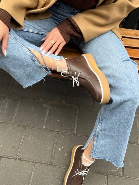 Шкіряні напівчеревики Tiffany BT154 (шоколад)