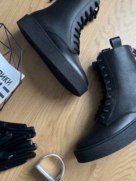 Шкіряні черевики на хутрі Kerry BT158W (чорний)