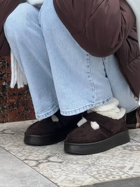 Зимові замшеві кеди-уггі Teddi K139W (шоколад)