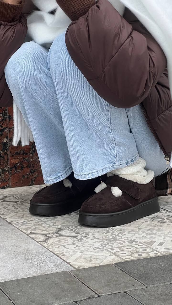 Зимові замшеві кеди-уггі Teddi K139W (шоколад)