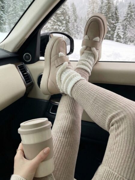 Зимові шкіряні кеди-уггі Teddi K139W (беж)