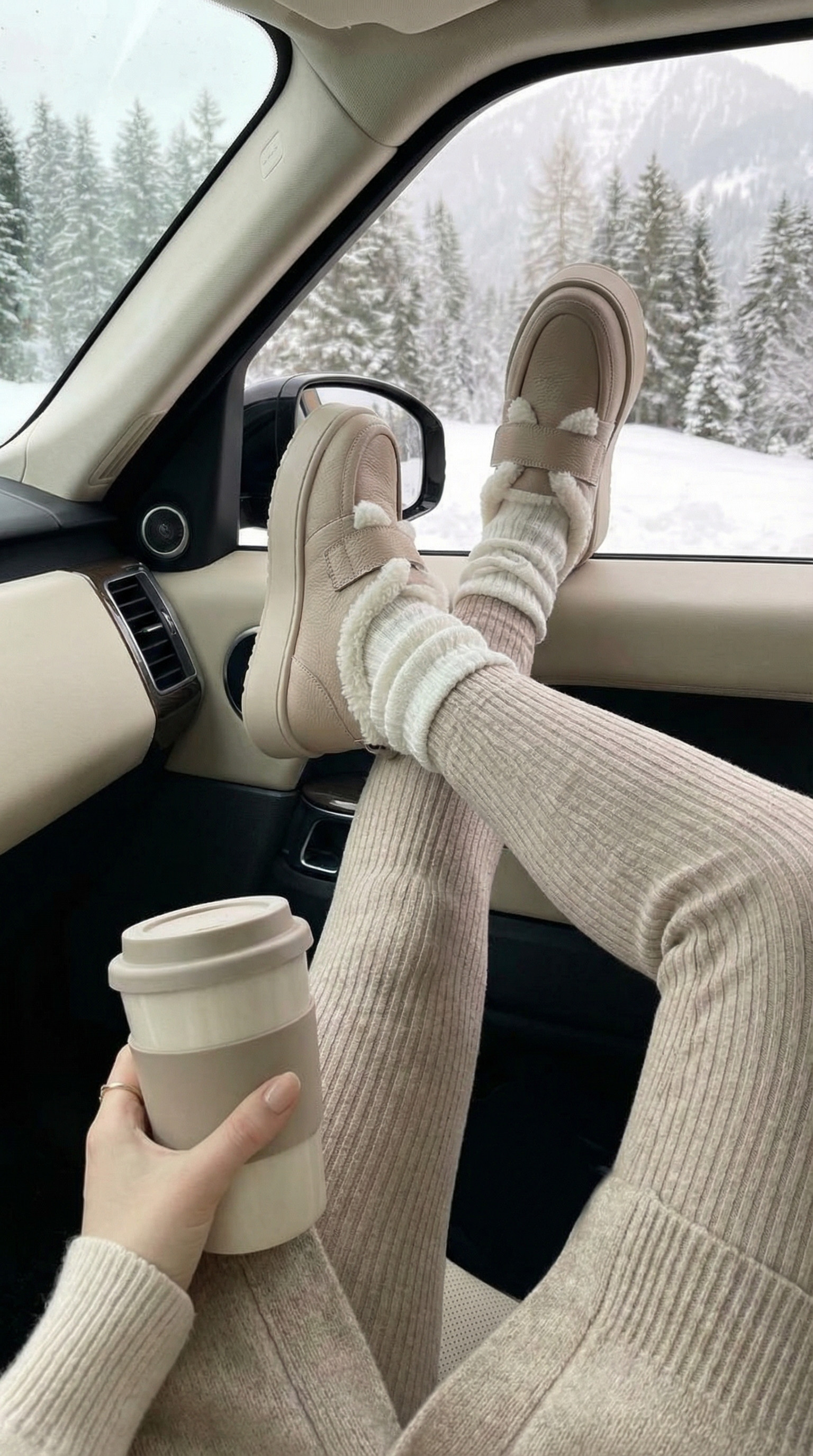 Зимові шкіряні кеди-уггі Teddi K139W (беж)