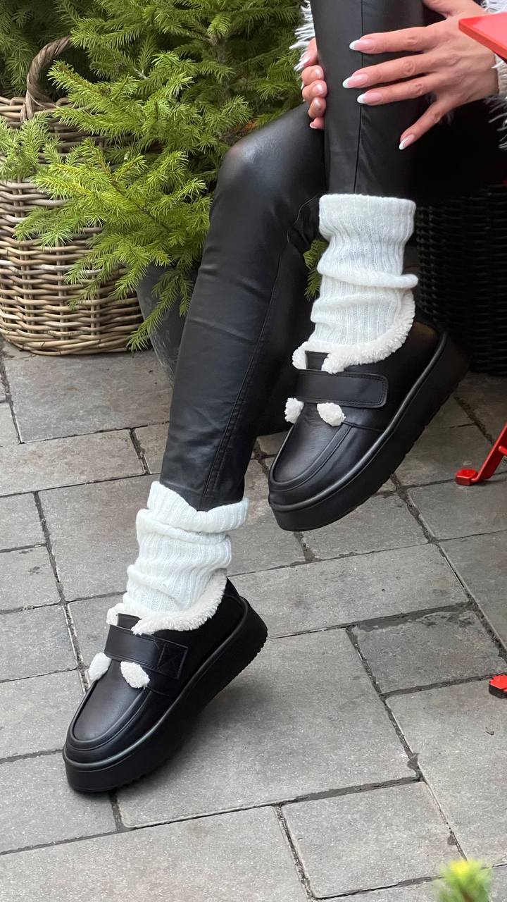 Зимові шкіряні кеди-уггі Teddi K139W (шоколад)