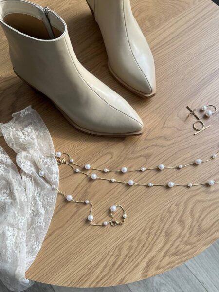 Шкіряні ботильони Diana BT153 (кремовий)