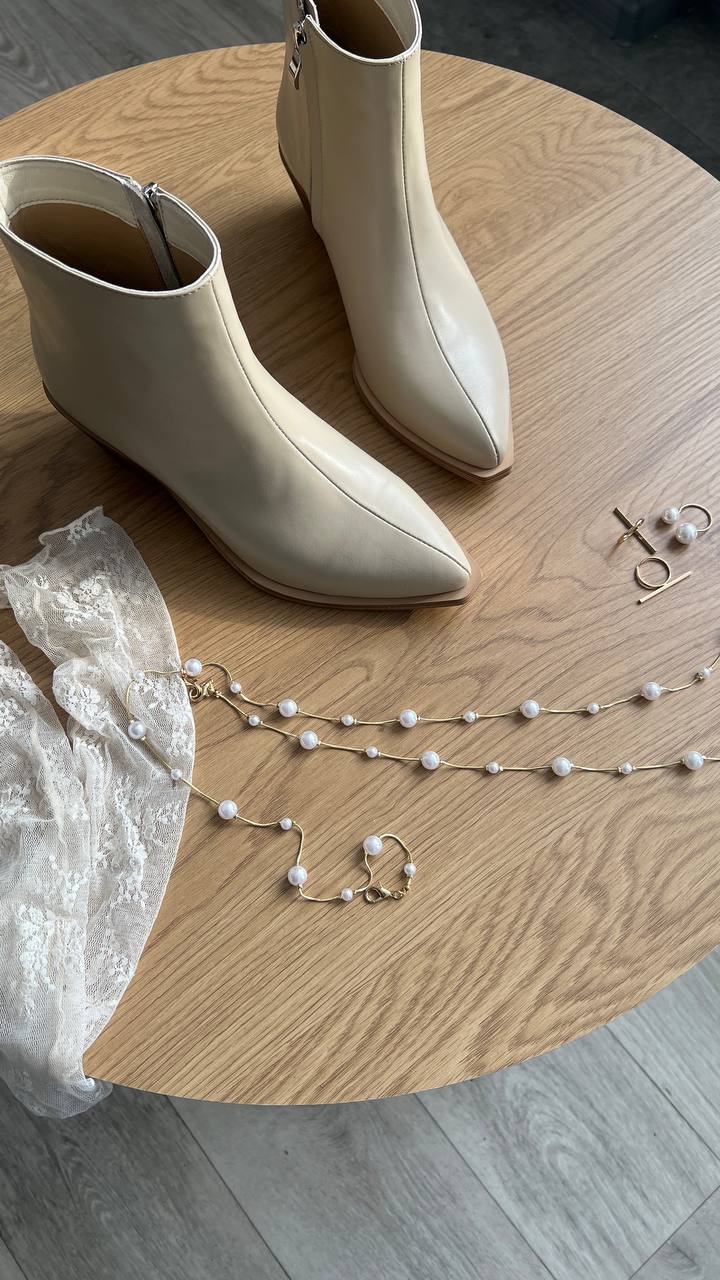 Шкіряні ботильони Diana BT153 (кремовий)