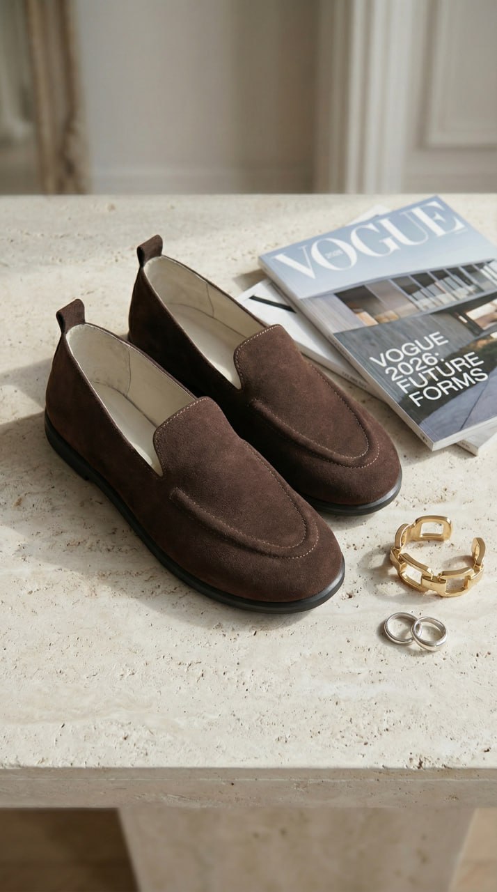 Замшеві лофери Cara L121 (шоколад)