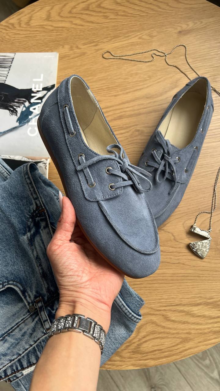 Замшеві лофери Gigi L120 (світлий денім)