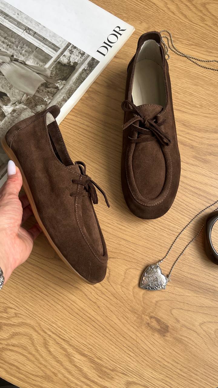 Замшеві лофери Amina L123 (шоколад)