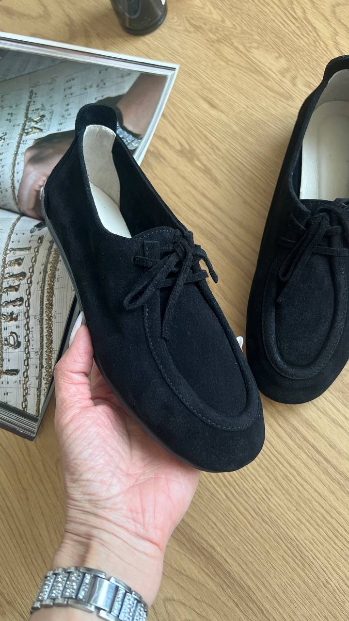 Замшеві лофери Amina L123 (чорні)