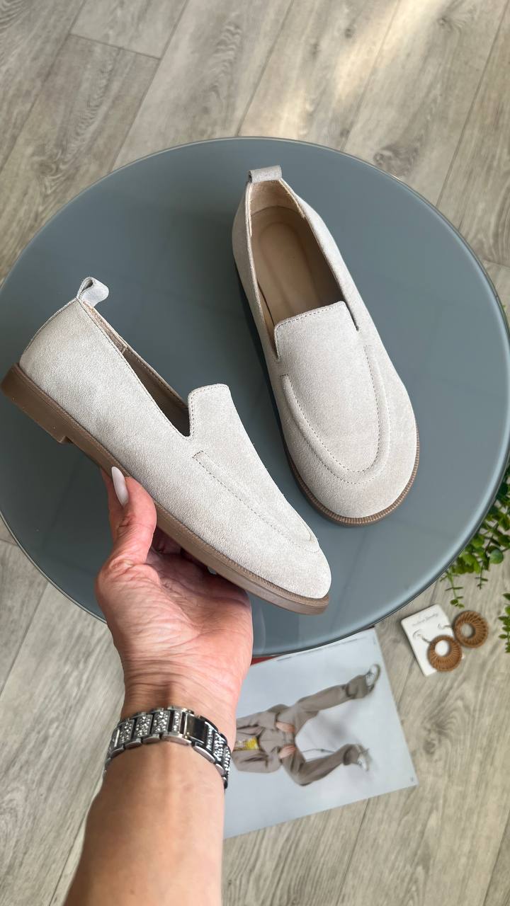 Замшеві лофери Cara L121 (беж)