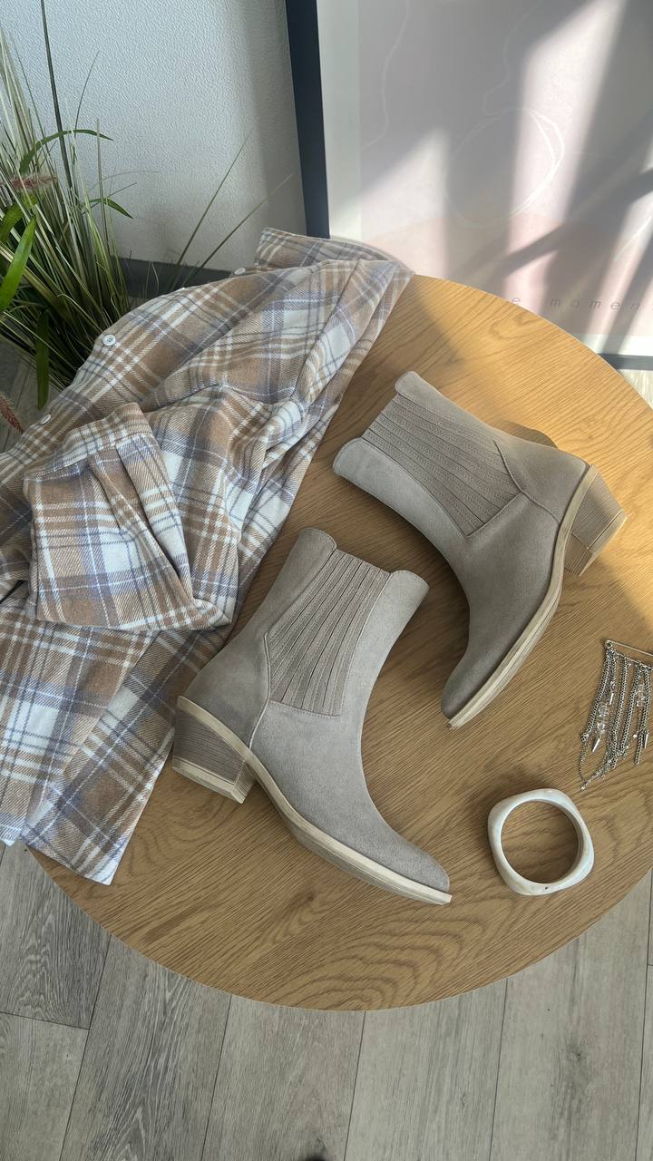 Замшеві високі ковбойки-челсі Milano BT147 (беж)