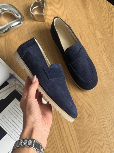 Замшеві лофери Goldy L119 (індіго)