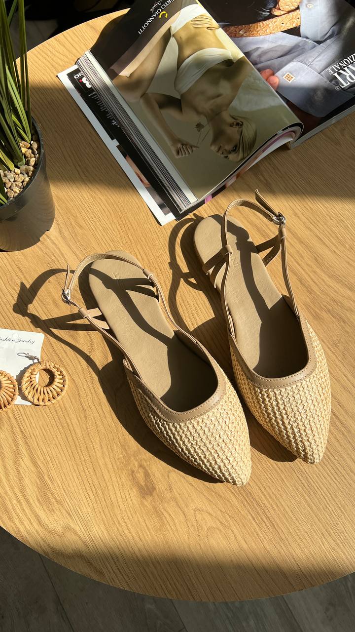 Шкіряні балетки Merilyn BL003 (соломка сахара)