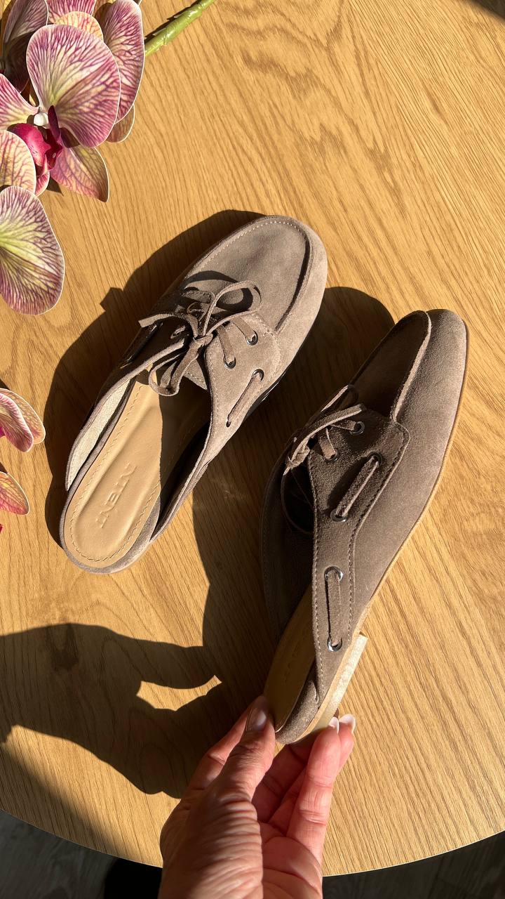 Замшеві мюлі-топсайдери Kira M111 (капучино)