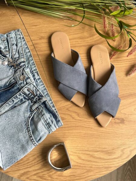 Замшеві мюлі-шльопанці Malena SH117 (світлий денім)