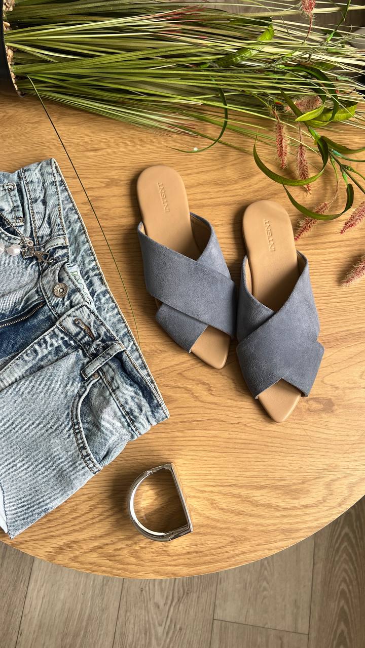 Замшеві мюлі-шльопанці Malena SH117 (світлий денім)